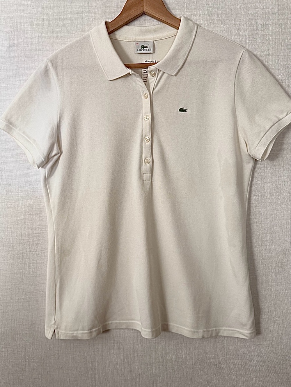 Women’s Classic Pique Lacoste Polo Shirt Made-Peru White/Cream Size 48 (XL)
